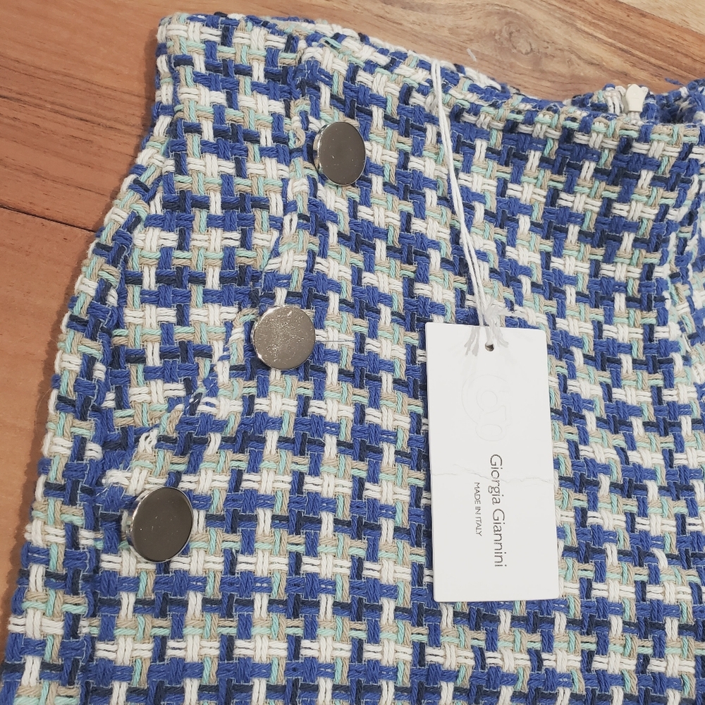 Designer- Giorgia Giannini Italian Made Tweed Plaid High Waisted Shorts- Rare - Picture 4 of 13